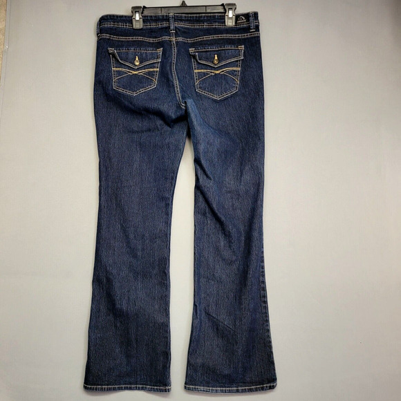 Jordache Bootcut Jeans Womens 16 Blue Dark Wash Stretches Trouser Button Pockets - Picture 8 of 16